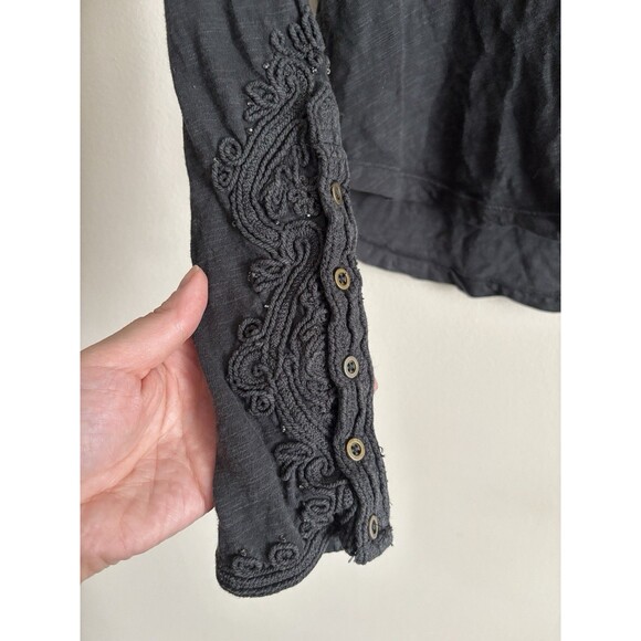 Free People We The Free Sz Sm Hooked On You Studded‎ Embroidered Mock Neck Top - Picture 5 of 7